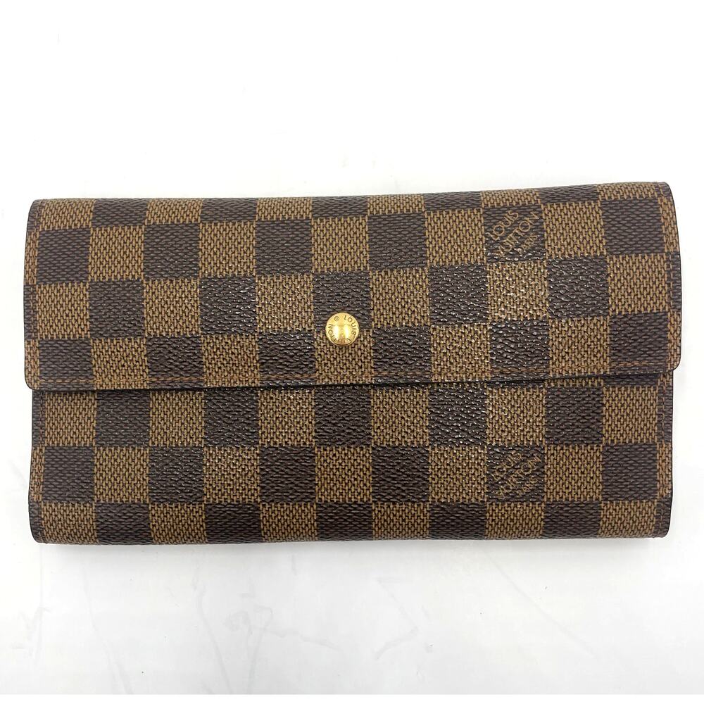 Louis Vuitton LV Authentic Women's Sarah Wallet Brown Checkered Logo with COA